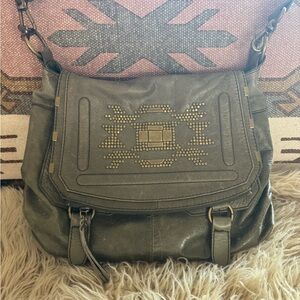 The SAK Silverlake Olive Leather Studded Crossbody bag.